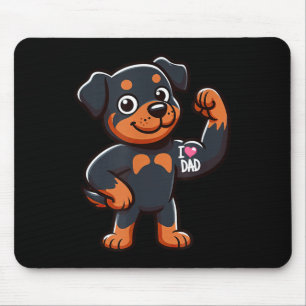 Mousepad Rottweiler I Love Pai Engraçado Tatuagem de Cachor