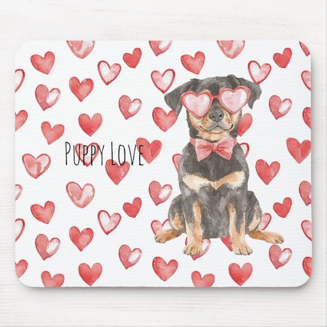 Mousepad Rottweiler Marrom Creme Cachorro Óculos De Sol Cor (Frente)