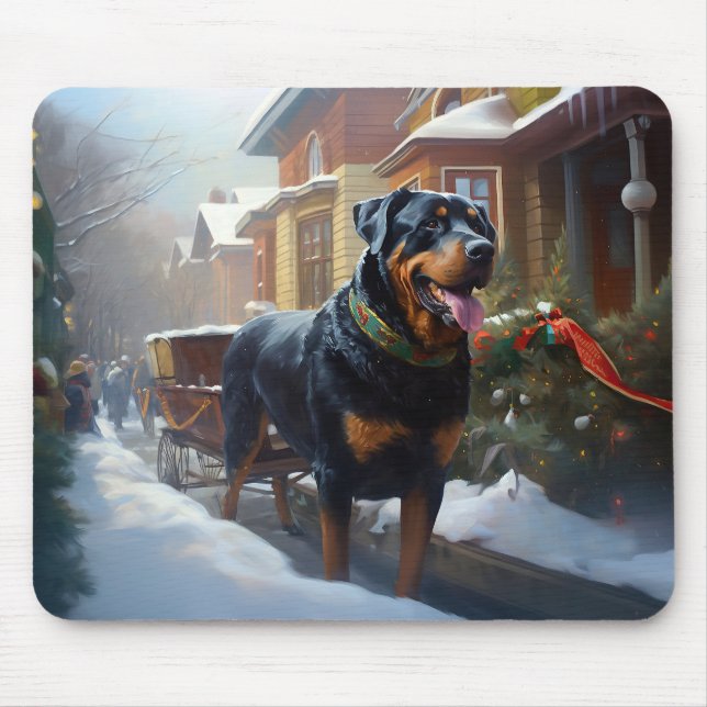 Mousepad Rottweiler Natal Festivo (Frente)