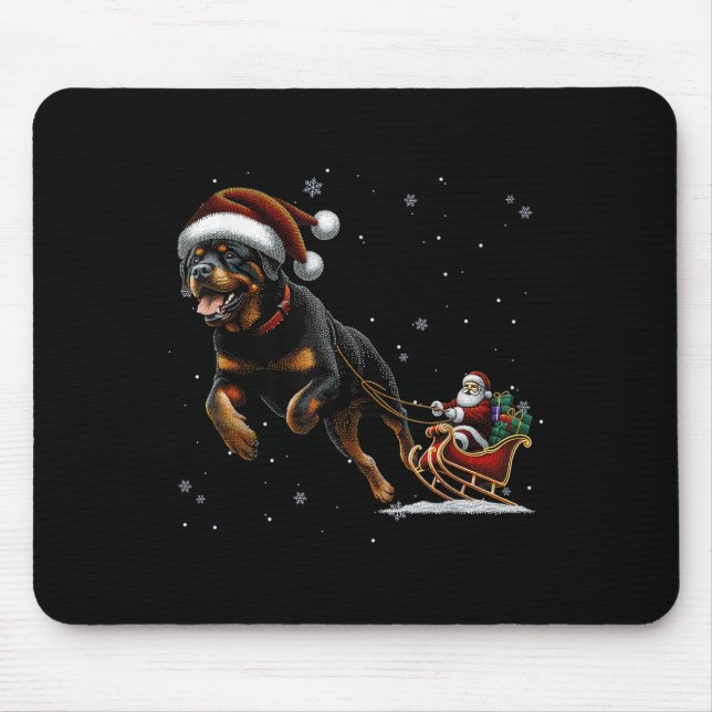 Mousepad Rottweiler Santa Christmas Tree Lights Ugly Pajama (Frente)
