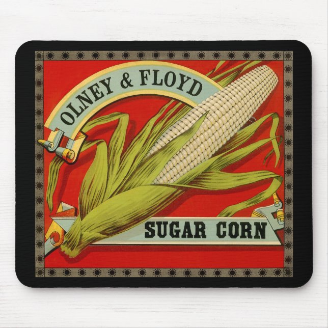Mousepad Rótulo de Legume Antigo, Milho Doce Olney & Floyd (Frente)