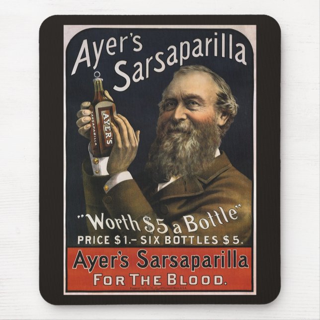 Mousepad Rótulo de Produto Antigo, Bebida Sarsaparilla da A (Frente)