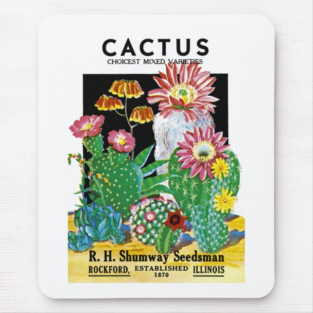 Mousepad Rótulo do Pacote de Semente Cactus (Frente)