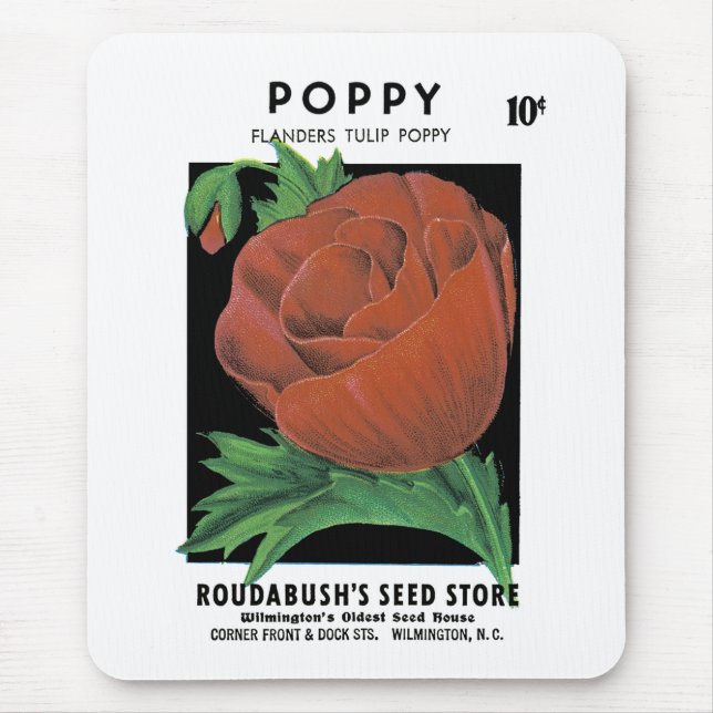 Mousepad Rótulo do Pacote de Sementes da Poppy (Frente)