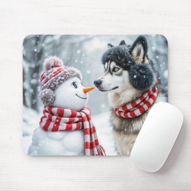Mousepad Rouco Cachorro e Amigos de Neve (Com mouse)