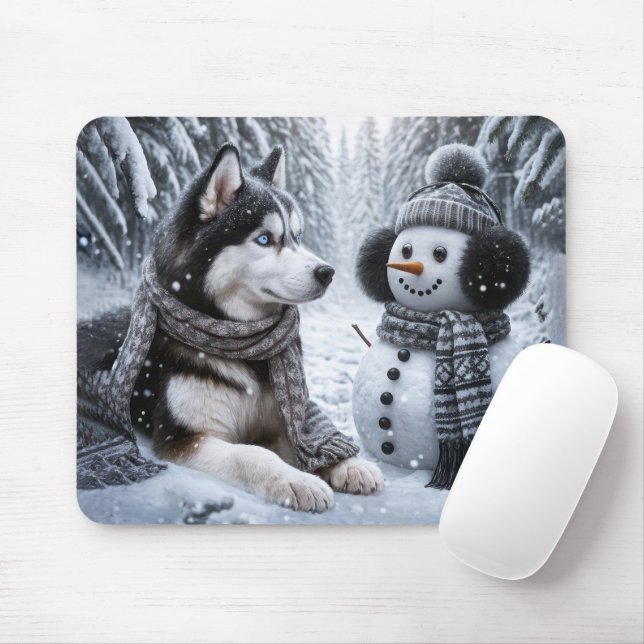 Mousepad Rouco e boneco de neve em Winter Woods (Com mouse)