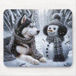 Mousepad Rouco e boneco de neve em Winter Woods