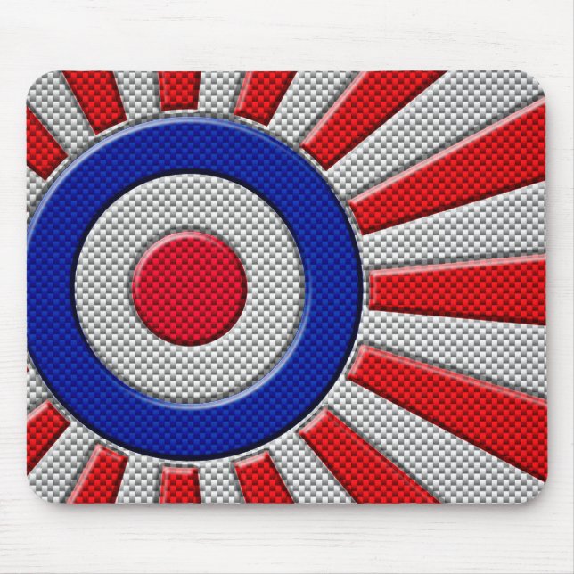 Mousepad Roundel Sunburst Design Carbon Fiber Style Decor (Frente)