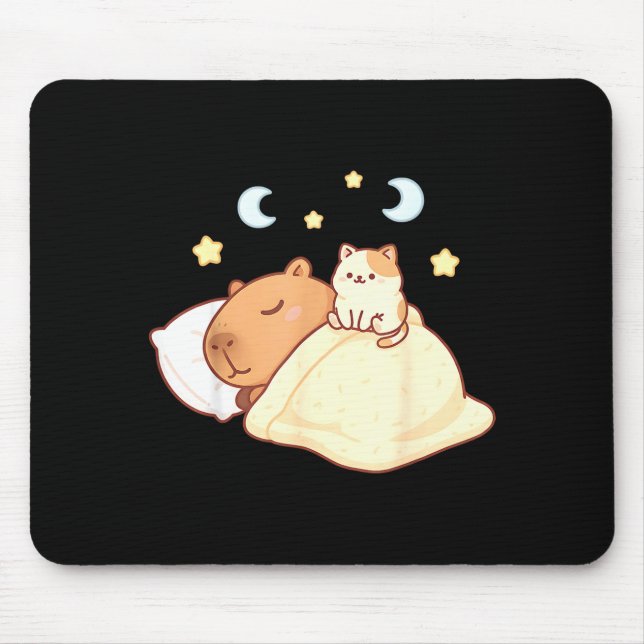 Mousepad Roupa de dormir fofa de capivara Kawaii Sleepybara (Frente)