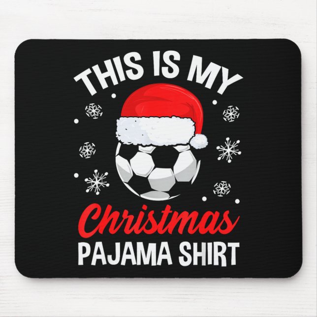 Mousepad Roupa de pijama engraçada de Natal bola de futebol (Frente)