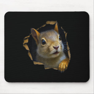 Mousepad Roupa Rasgada Esquilo Fofo Gráfico 3D Premium