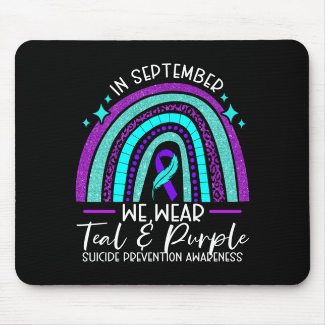 Mousepad Roupas Masculinas Teal Roxo Conscientização Preven (Frente)