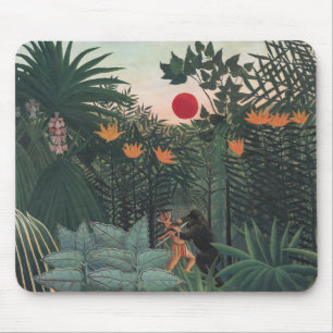 Mousepad Rousseau - Paisagem Tropical, Índio e Gorila