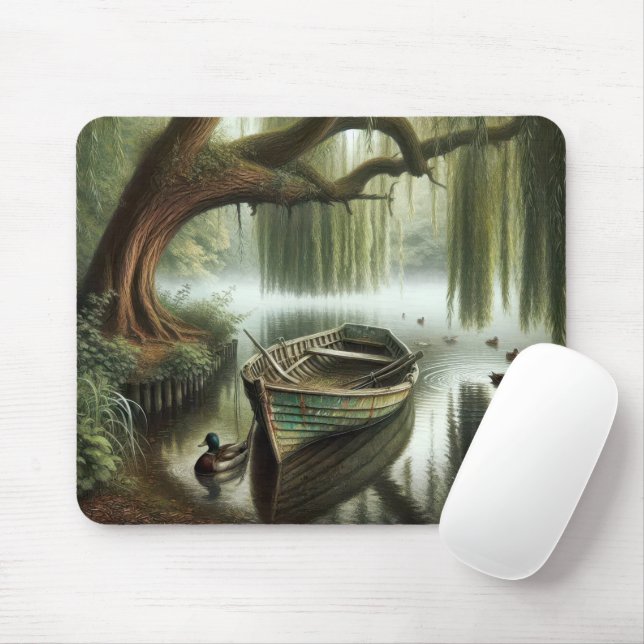 Mousepad Rowboat Sob uma árvore selvagem chorando (Com mouse)