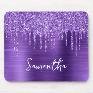 Mousepad Roxo Âmbar Gotejando Brilho Glam Nome