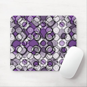 Mousepad Roxo Cinza Branco Abstrato Círculos Pretos