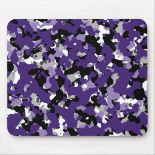 Mousepad Roxo Cinza Preto Branco Camuflagem Estampa Camo
