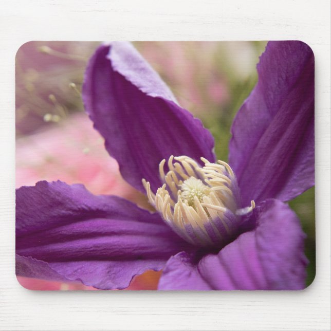 Mousepad "Roxo Clematis Macro - Pad Floral de Mouse Elegant (Frente)