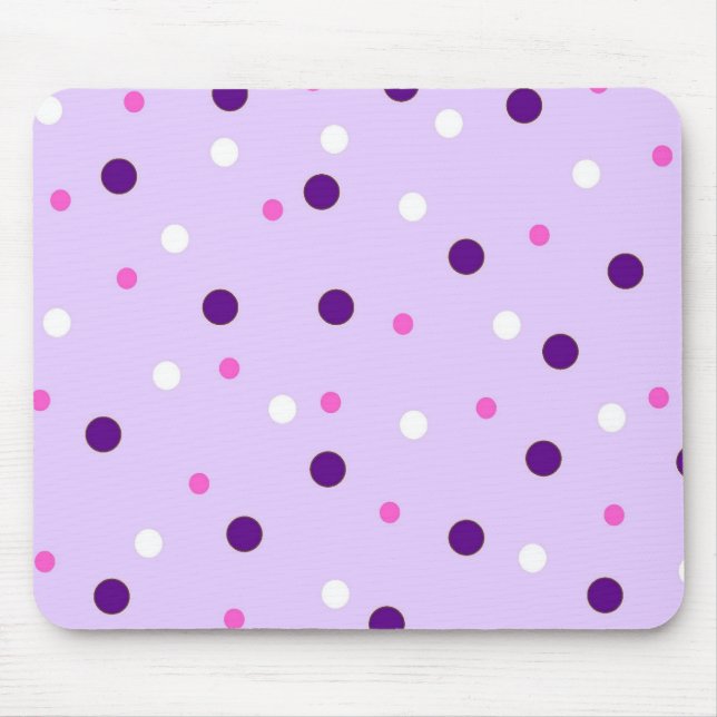 Mousepad Roxo com bolinhas cor-de-rosa (Frente)