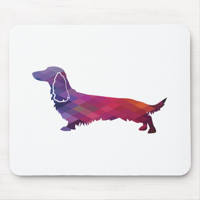 Mousepad Roxo Dachshund Geo de Cabelo Longo (Frente)