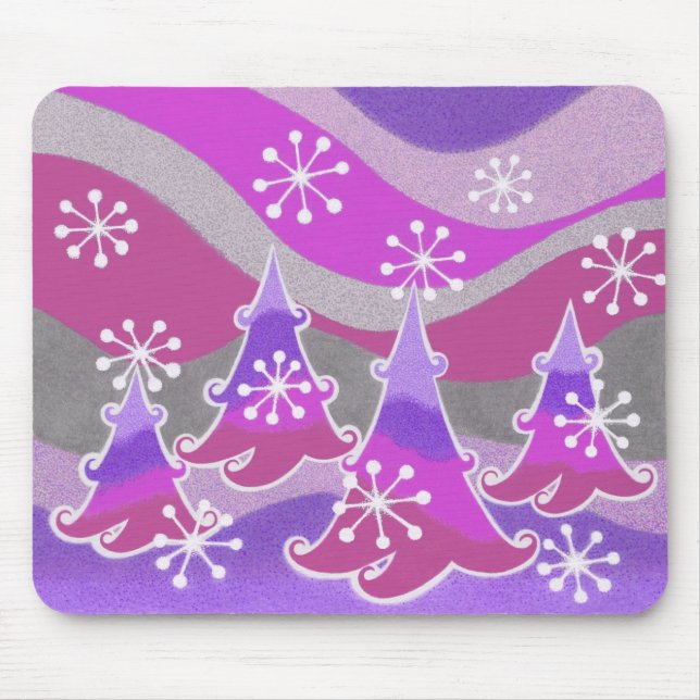 Mousepad roxo das Árvores de inverno (Frente)