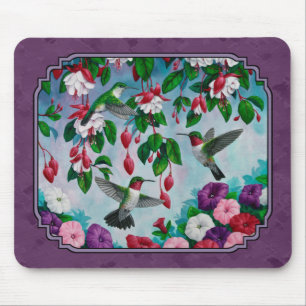 Mousepad Roxo das aves e flores