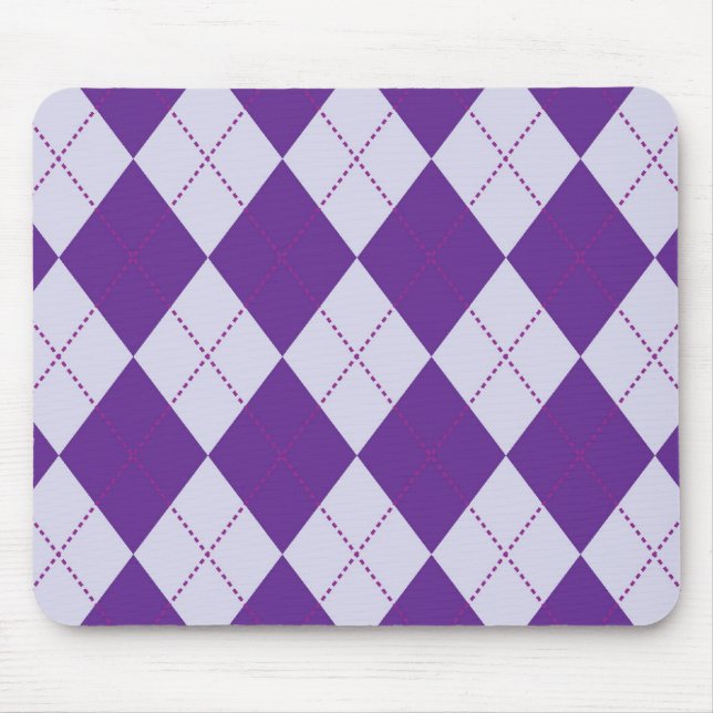 Mousepad Roxo e claro - teste padrão roxo de Argyle (Frente)