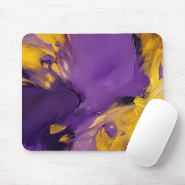 Mousepad Roxo e Dourado Abstrato (Com mouse)