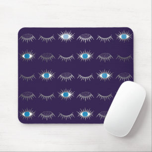Mousepad Roxo e Prata Azul Mau Olhos Pisca Nazar Mati