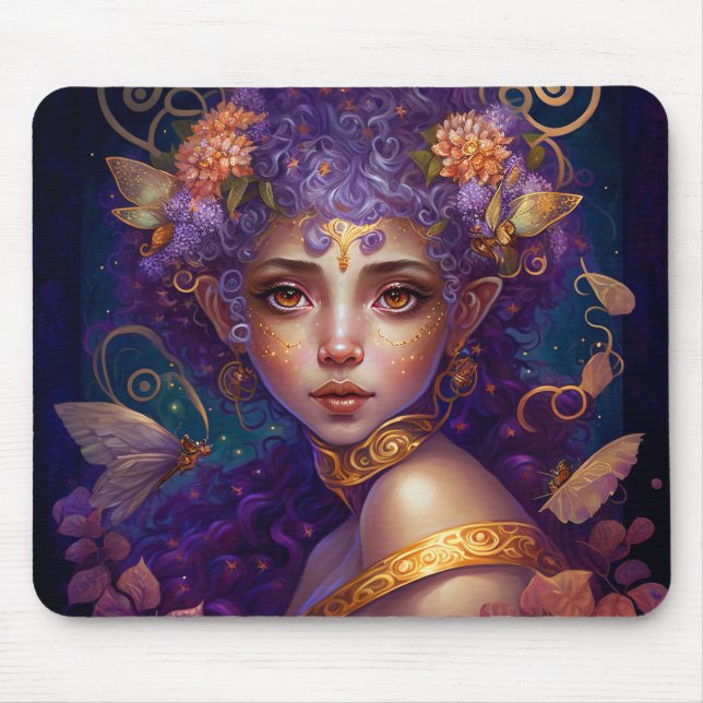 Mousepad Roxo Elf Fairy Fantasy Art (Frente)