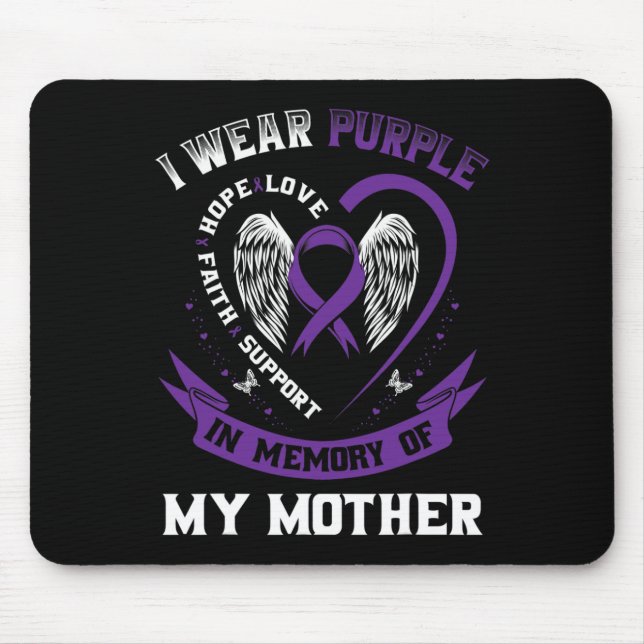 Mousepad Roxo Em Memória Da Mãe Câncer de pâncreas A (Frente)