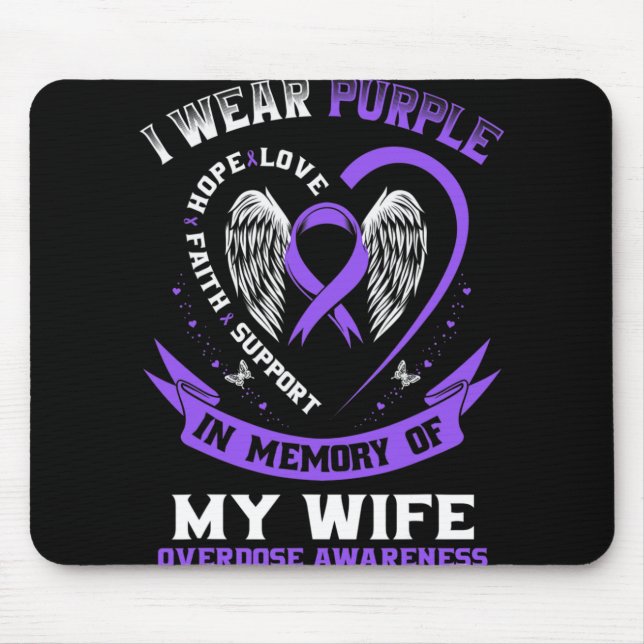 Mousepad Roxo Em Memória Da Minha Esposa Sobre Sobredosagem (Frente)