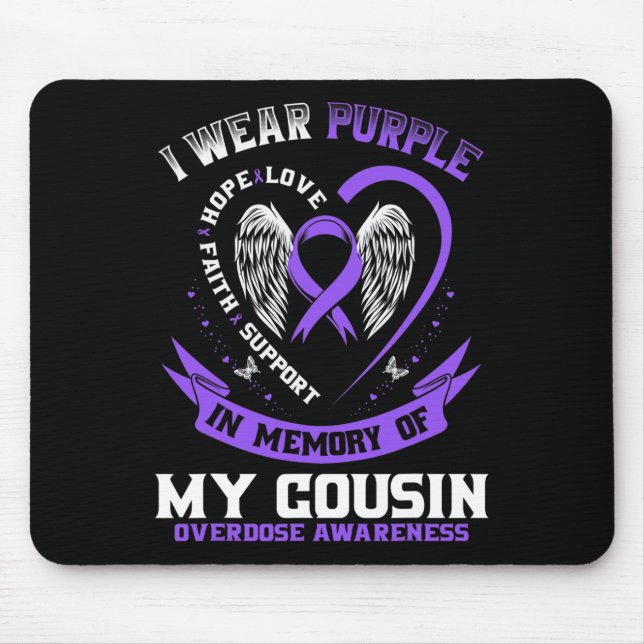 Mousepad Roxo Em Memória Da Sobredosagem De Medicina Da Min (Frente)