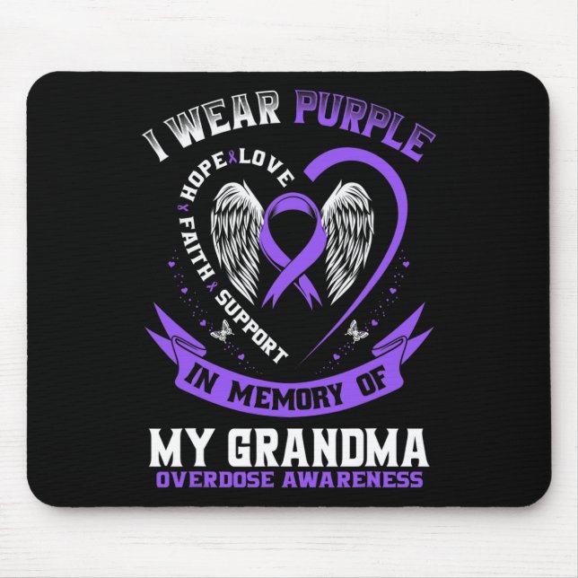 Mousepad Roxo Em Memória Da Vovó Conscientização Sobre Over (Frente)