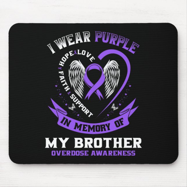 Mousepad Roxo Em Memória De Awarenes Irmãos À Sobredosagem  (Frente)