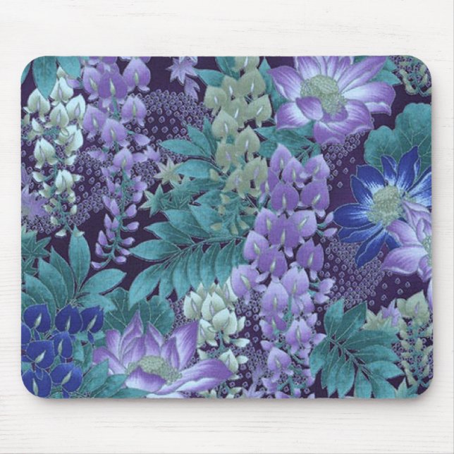 Mousepad Roxo & flores da selva da cerceta (Frente)