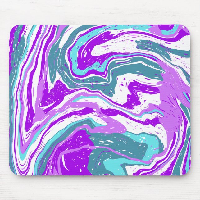 Mousepad Roxo, Teal, Turquesa, Arte Fluida (Frente)