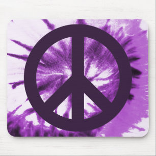 Mousepad Roxo Tie-Dye com símbolo de paz