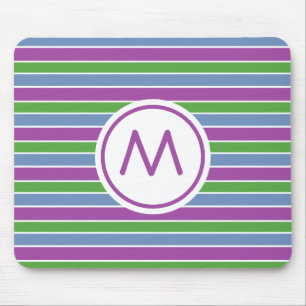 Mousepad Roxo Verde Azul Listrado Monograma