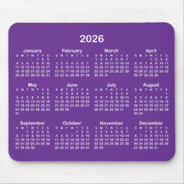 Mousepad Royal Purple and White 2026 Calendar