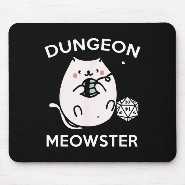 Mousepad Rpg Gamer Cats Side Quest Funny Nerd D20 Dice Game (Frente)