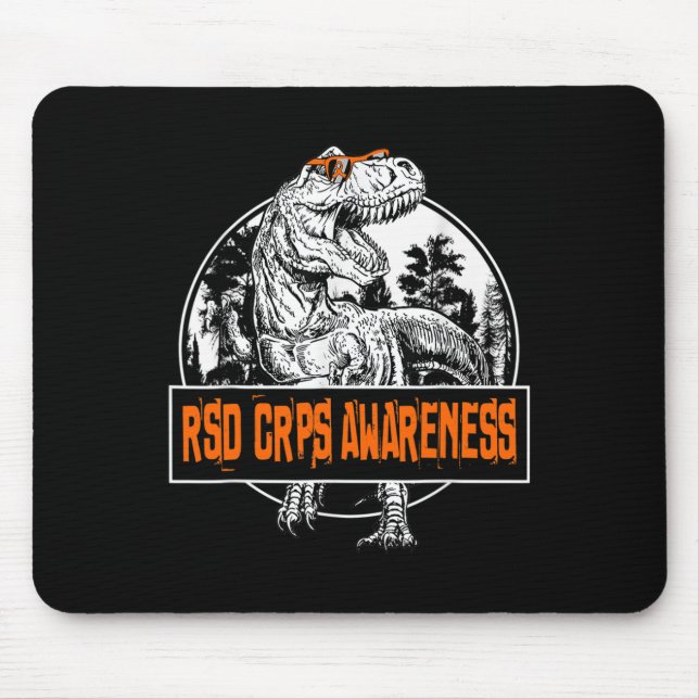 Mousepad RSD CRPS Sensibilização Dinossauro Faixa Laranja (Frente)