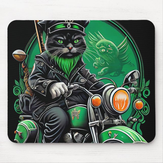 Mousepad Rua de bicicleta Black Cat Dirigindo. Dia de Patri (Frente)