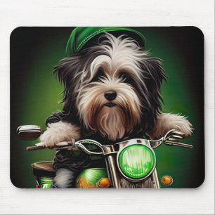 Mousepad Rua de bicicleta guiada por cães em Havanese. Dia
