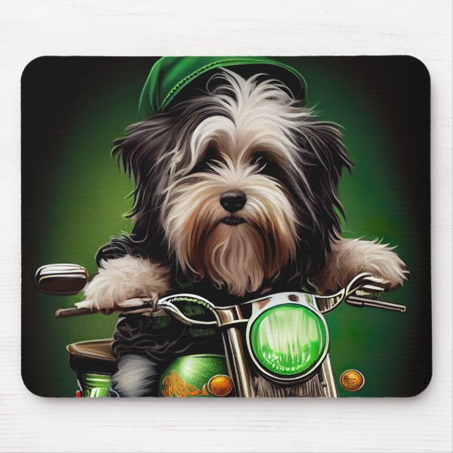 Mousepad Rua de bicicleta guiada por cães em Havanese. Dia  (Frente)