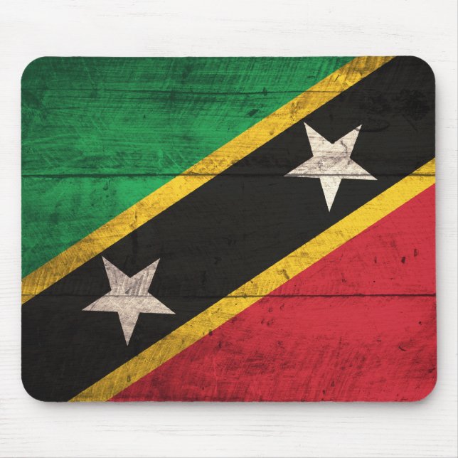 Mousepad Rua de Madeira Antiga. Bandeira de Kitts / Nevis (Frente)