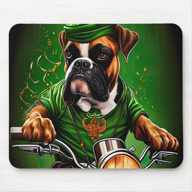 Mousepad Rua de moto de boxer, dia de Patrick (Frente)
