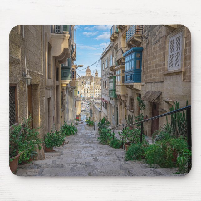 Mousepad Rua estreita de pedra em Malta (Frente)