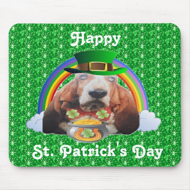 Mousepad Rua Feliz de Hound Hound Hound, Dia de Patrick (Frente)