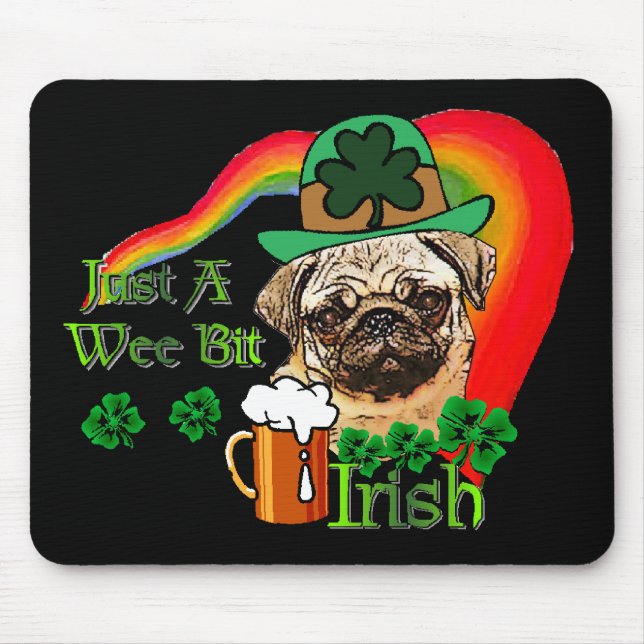 Mousepad Rua, Pug do Dia de Patrick (Frente)